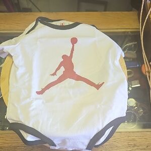 Jordan White Onesie with Red Logo
